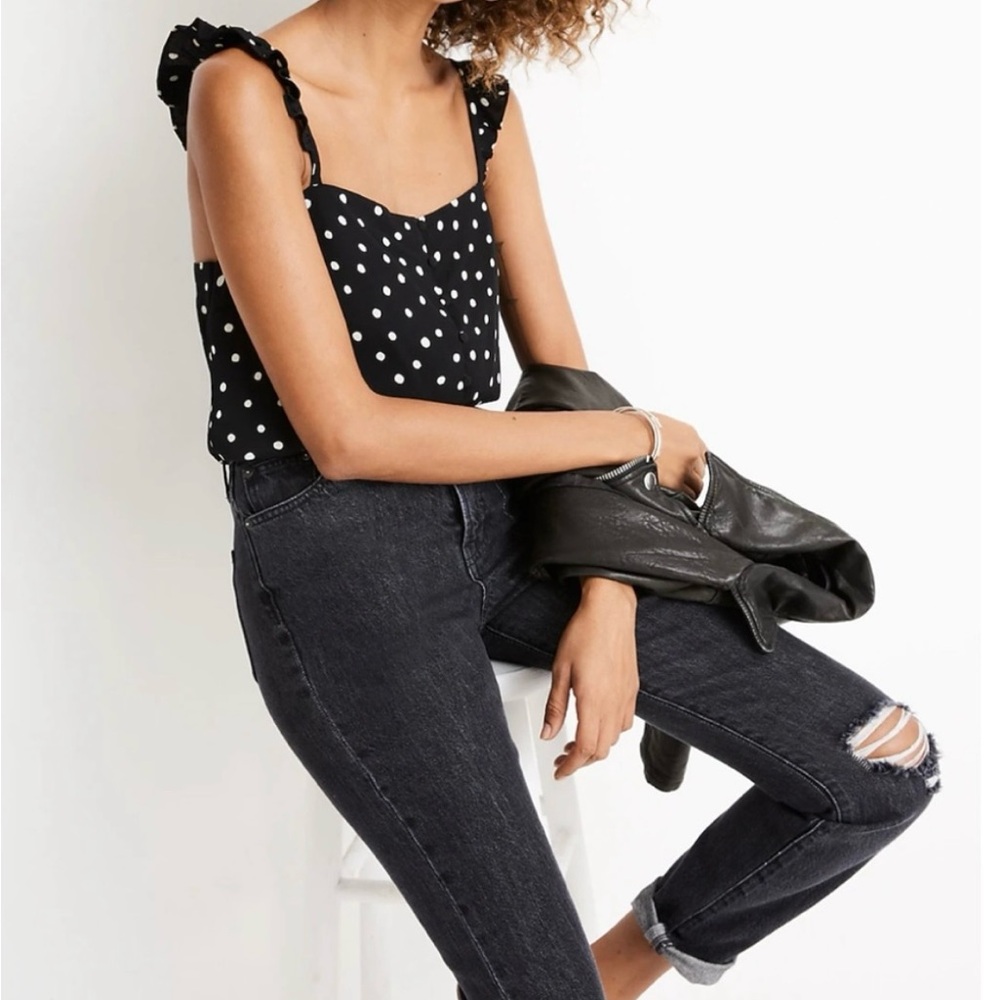 Madewell Ruffle -Strap Cami in painted dots